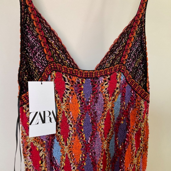 Gorgeous multicoloured crochet dress from Zara with fringe - Picture 3 of 16